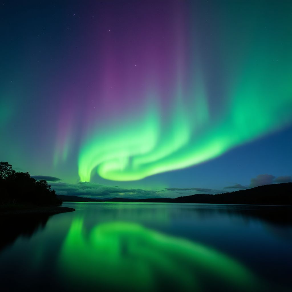 Aurora Australis over a Tasmanian lake