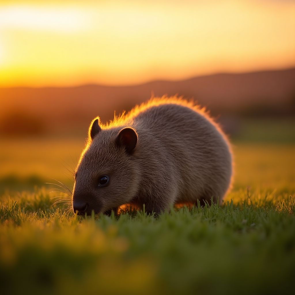 A common wombat grazing