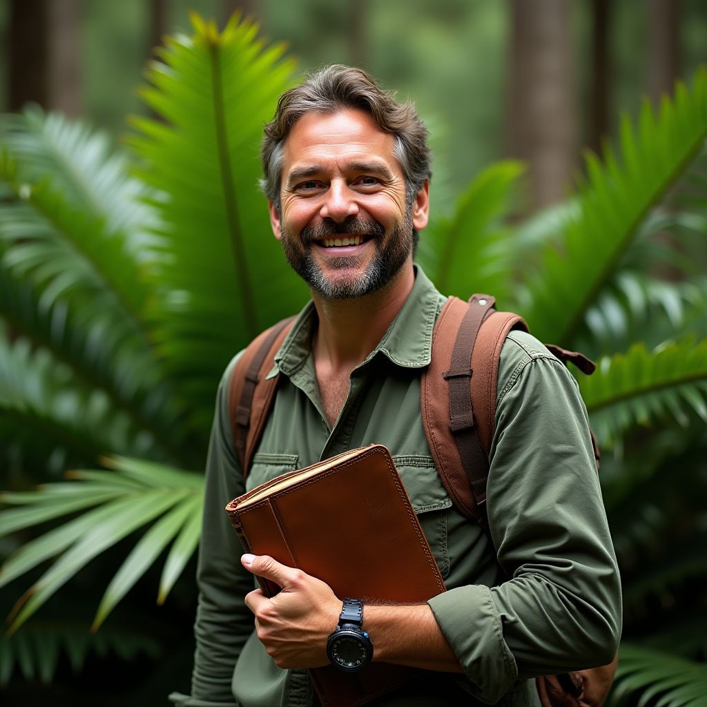 Portrait of Liam Reid, botanist and survival expert.